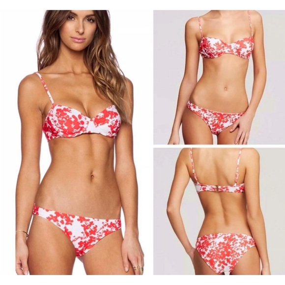 NWT $220 STUNNING Shoshanna X Revolve Beach Vines Poppy Red/White Bikini Set - Picture 3 of 17